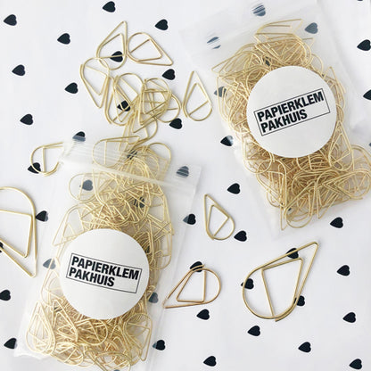 Paperclips druppel XL goud 50 mm | 50 stuks