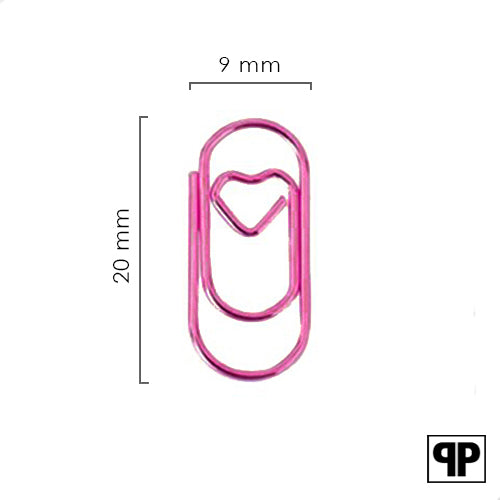 Paperclips met hartje metallic roze 20 mm | 100 stuks