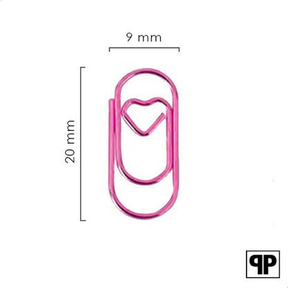 Paperclips met hartje metallic roze 20 mm | 100 stuks